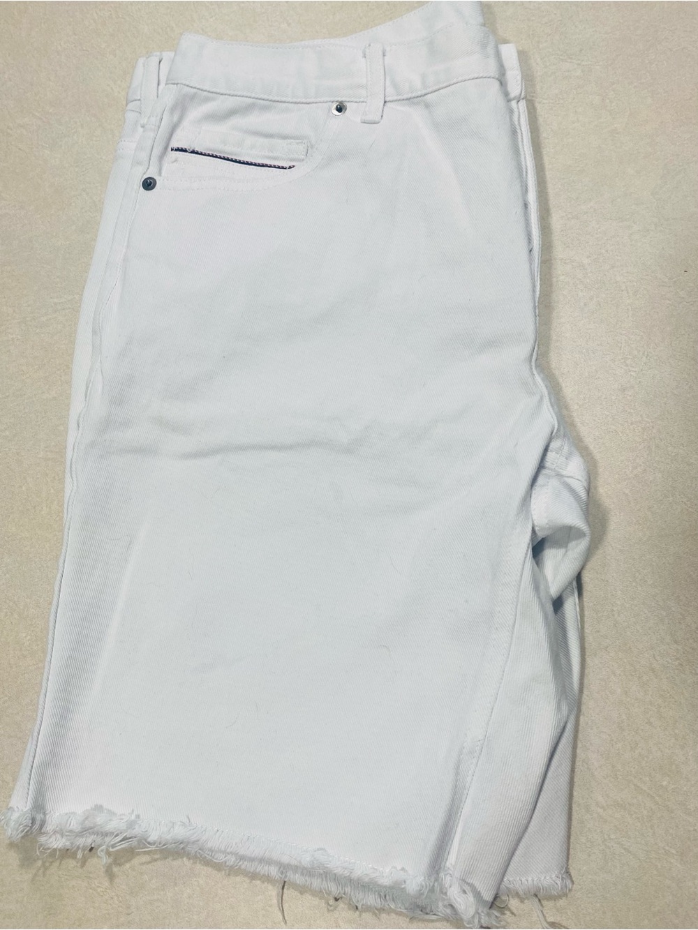 Sun + Stone White Men's Frayed Hem Jean Shorts